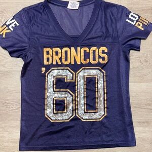 Women’s Denver Broncos PINK/VS  '60 Navy Sequined V-Neck 5th and Ocean Jersey